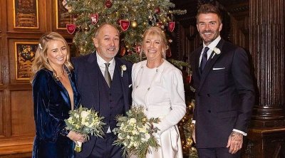 الأسطورة ديفيد بيكهام يحتفل بزفاف والده (صور)