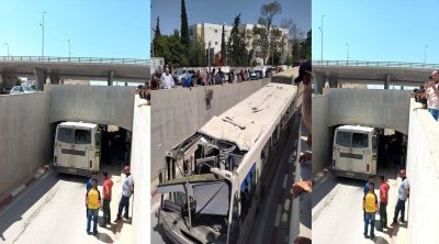 أريانة : اصطدام حافلة بنفق ممنوع المرور منه (صور)