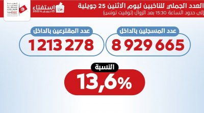 هيئة الانتخابات: نسبة الاقتراع بلغت 13.6% إلى حدود الثالثة والنصف