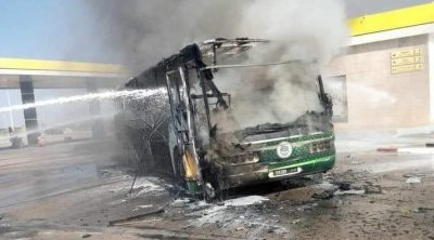 احتراق حافلة المستقبل الرياضي برجيش