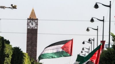 تونسيون في مظاهرة حاشدة لمساندة الشعب الفلسطيني