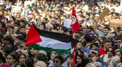 مظاهرة في تونس دعماً وتضامناً مع الفلسطينيين يوم 11 نوفمبر 