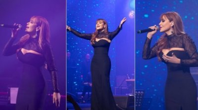 كارول سماحة تتألق بفستان أسود في حفلها  في تونس (صور)