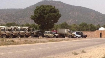 رمي اهداف مشبوهة في جبل الشعانبي باستخدام المتن للمدرعات