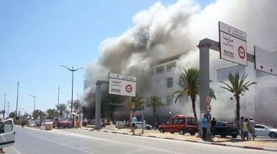 حريق في عدد من المحلات التجارية بياسمين الحمامات 