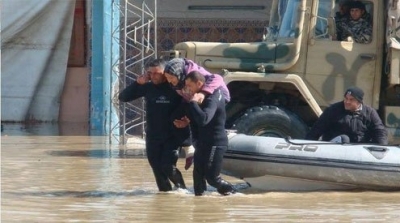 ارتفاع منسوب وادي مجردة على مستوى مجاز الباب و المياه تغمر 500 هكتار من الاراضي 