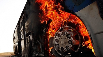 سيدي بوزيد : احتراق حافلة مدرسية تقل عددا كبيرا من التلاميذ