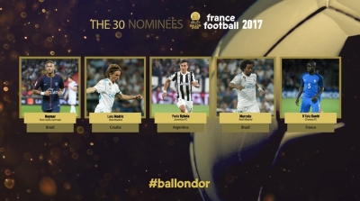 قائمة اول 5 مرشحين للفوز بالكرة الذهبية 2017
