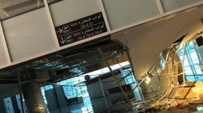 صور : إنهيار أجزاء من سقف مطار النفيضة و تحويل الرحلات لمطار المنستير 