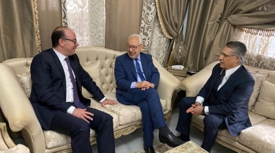 Elyes Fakhfakh et Nabil Karoui chez Ghannouchi