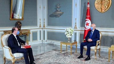 Kais  Saïed s'entretient avec Elyès Fakhfakh
