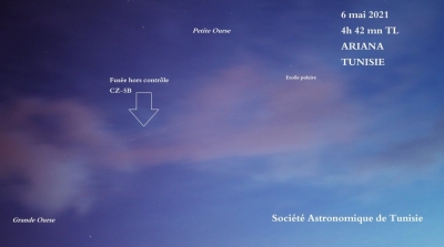 رصد الصاروخ الصيني في سماء تونس فجر اليوم 